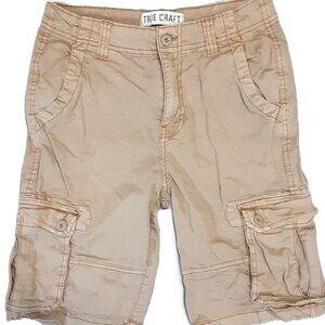 True Craft Cargo Shorts Youth Size 14, Tan, Multi Pocket, Machine Wash